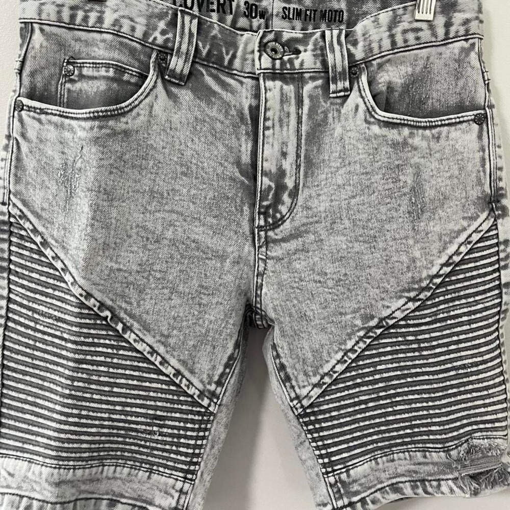 Ninth Hall men's shorts sz30 distressed‎ acid wash slim gray ribbed NEW W TAGS